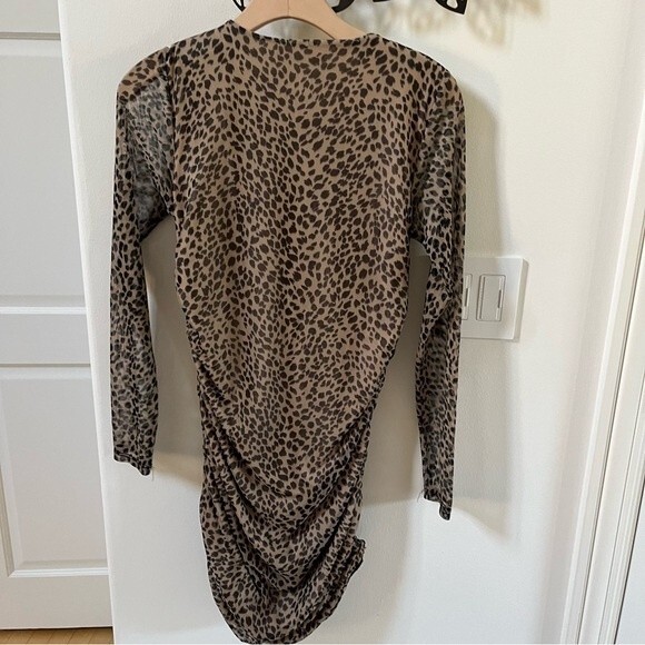 REFORMATION Tomas  Long Sleeve Mini Dress in Brown Cheetah L NWOT - Picture 11 of 15